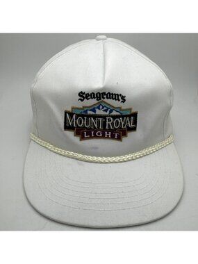Vintage Seagram's Mount Royal Light Trucker Hat Snapback Cap White Rope OSFA